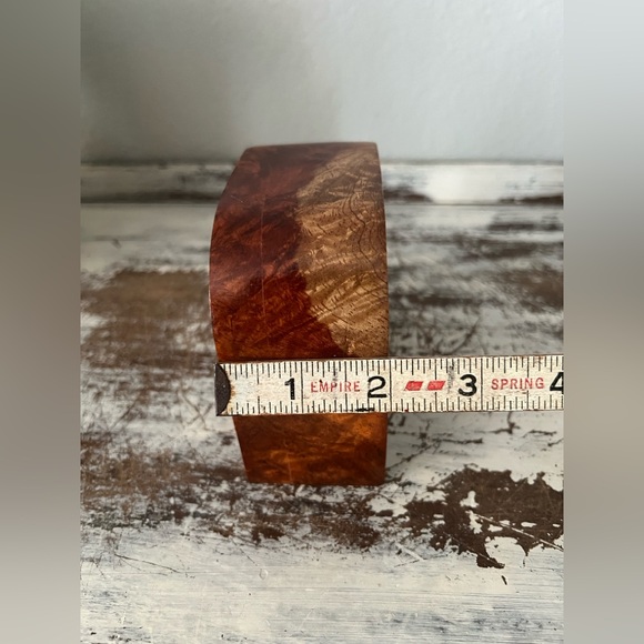 Vintage MCM Hand Carved Burl  Wood Desk Clock Works Mid Century 4.5"x4" - Picture 9 of 9